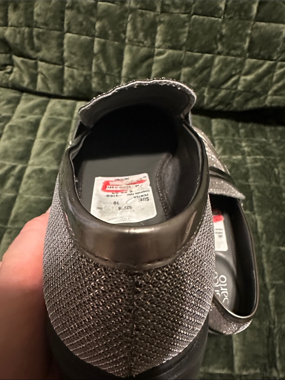 Franco Sarto Silver Metallic Knit Penny Loafers - Picture 9 of 12